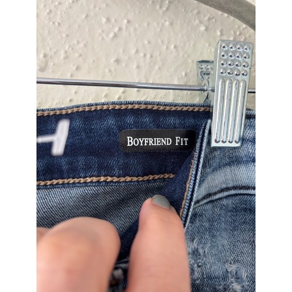 Judy Blue Womens Boyfriend Fit Distressed Button-Fly Jeans Size 13/31 Mid Wash - Picture 6 of 12